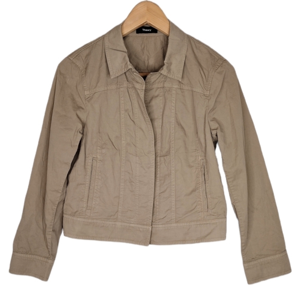 Theory Khaki Button-Down Jacket